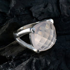 Rose Quartz Solitaire Italian Silver Pink Gemstone Chunky Retro Ring Jewelry