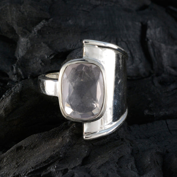 Rose Quartz Solitaire German Silver Pink Gems Versatile Armor Ring Jewellery