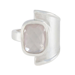 Rose Quartz Solitaire German Silver Pink Gems Versatile Armor Ring Jewellery