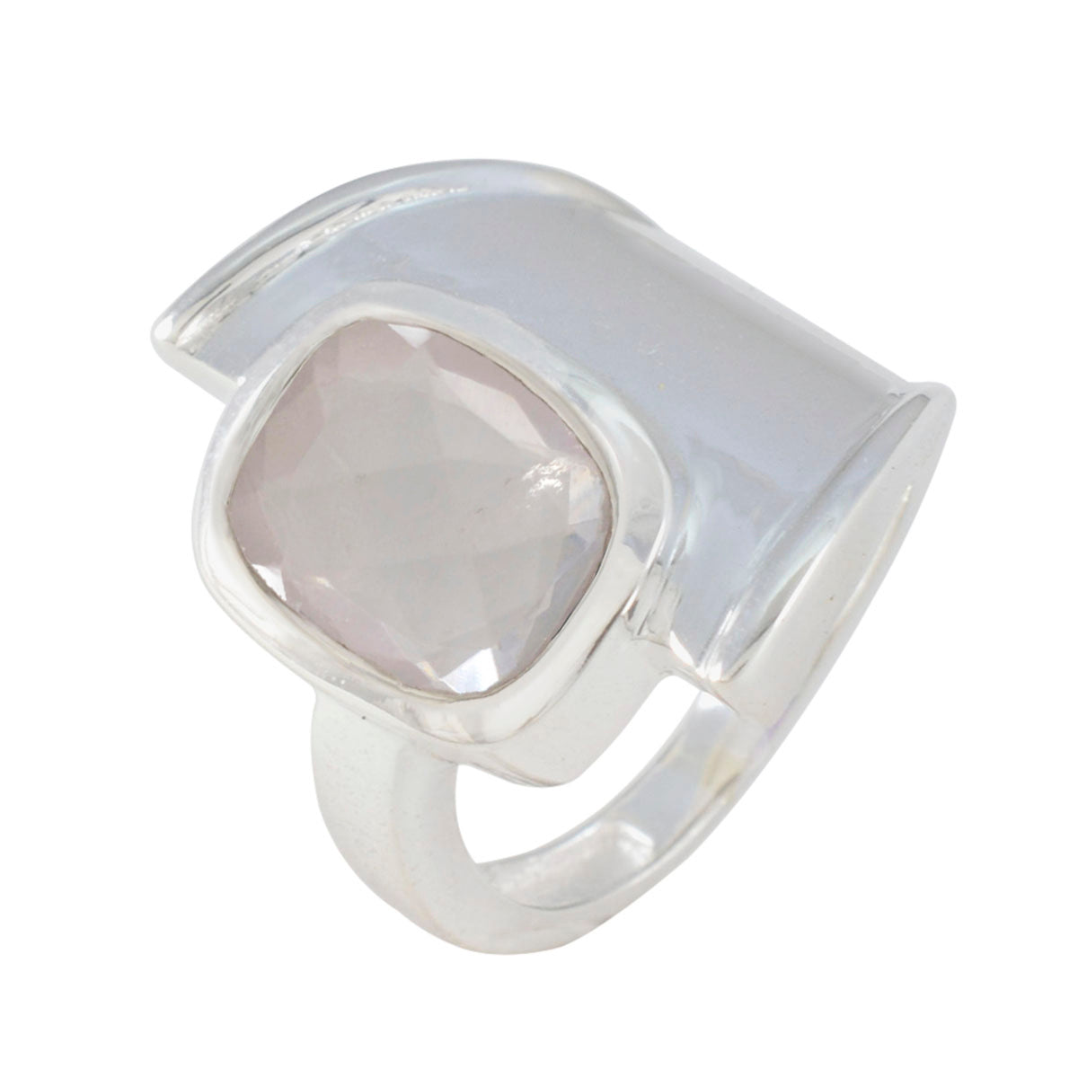 Rose Quartz Solitaire German Silver Pink Gems Versatile Armor Ring Jewellery