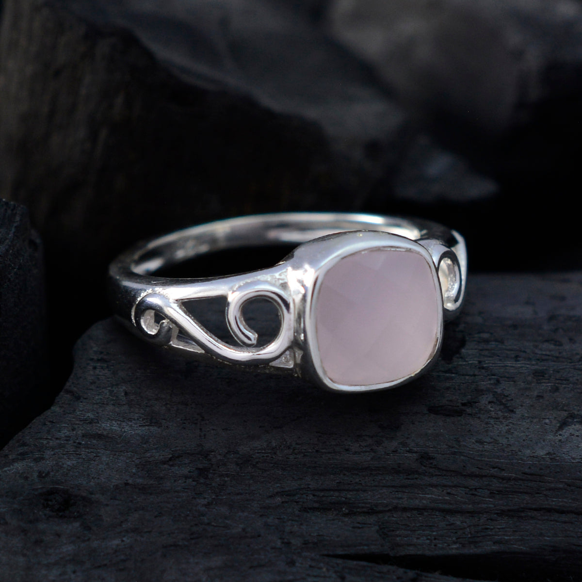 Rose Quartz Solitaire Korean 925 Sterling Silver Pink Gemstone Whisper thin Luxurious Ring Jewellery