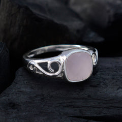 Rose Quartz Solitaire Korean 925 Sterling Silver Pink Gemstone Whisper thin Luxurious Ring Jewellery