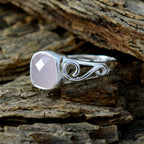 Rose Quartz Solitaire Korean 925 Sterling Silver Pink Gemstone Whisper thin Luxurious Ring Jewellery