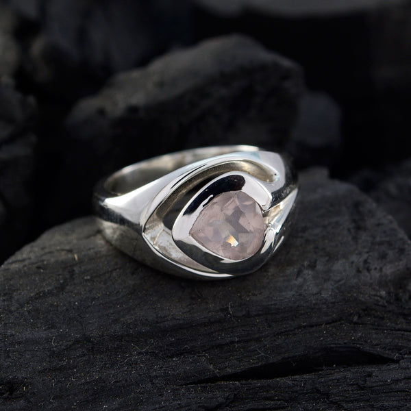 Rose Quartz Solitaire German Sterling Silver Pink Gems Eye catching Fairytale Ring Jewelry