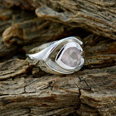 Rose Quartz Solitaire German Sterling Silver Pink Gems Eye catching Fairytale Ring Jewelry