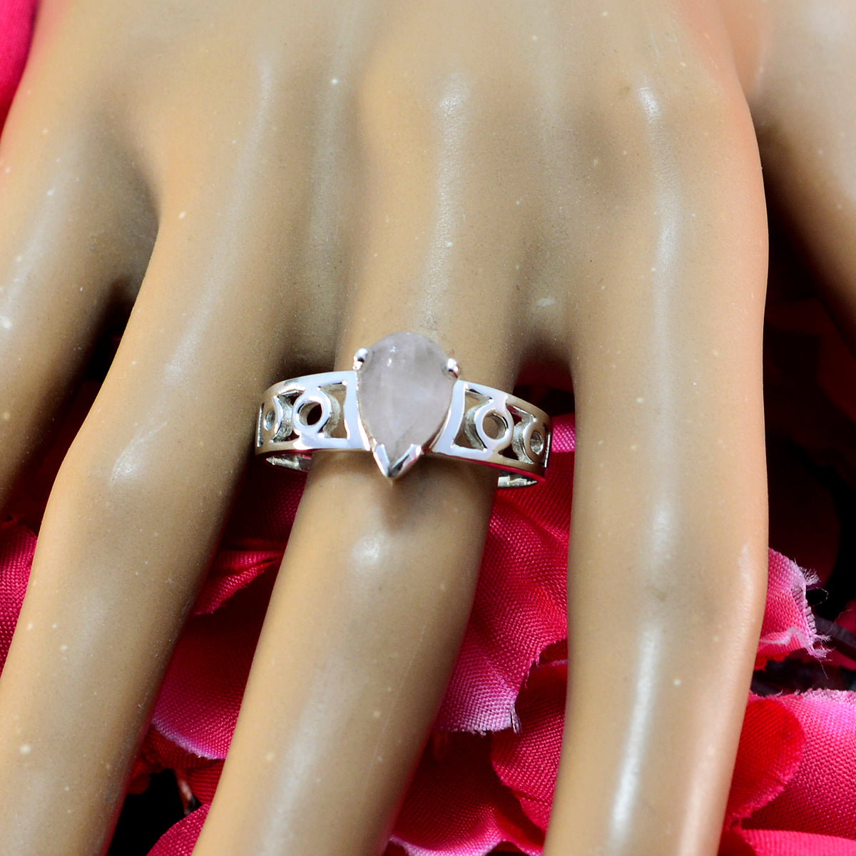 Rose Quartz Solitaire Indian 925 Silver Pink Gemstone Featherlight Luxurious Ring Jewellery