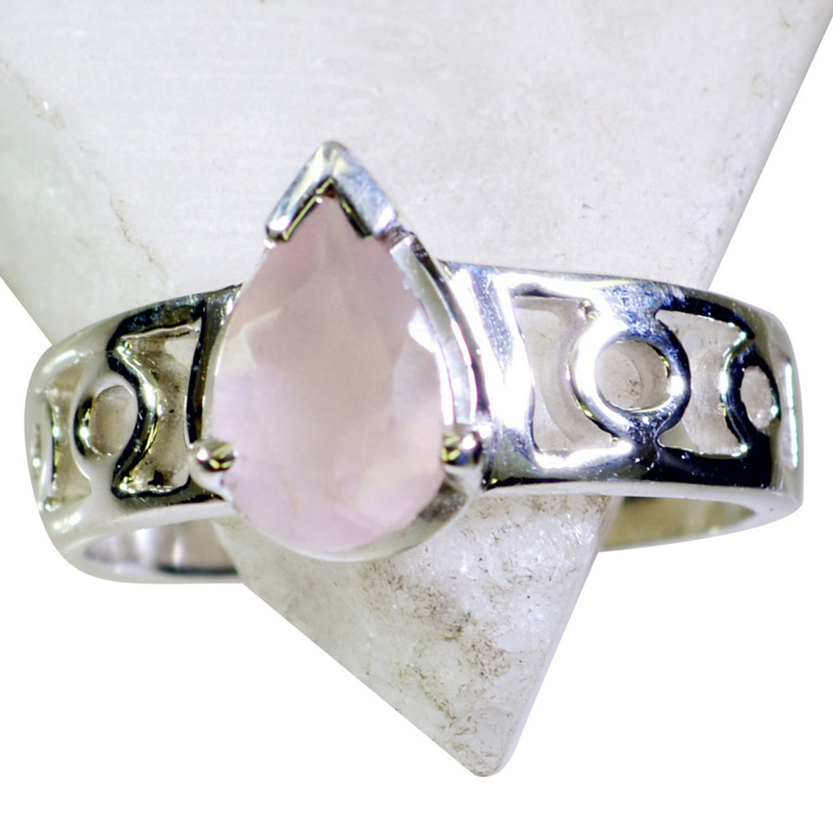 Rose Quartz Solitaire Indian 925 Silver Pink Gemstone Featherlight Luxurious Ring Jewellery