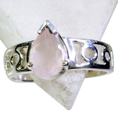 Rose Quartz Solitaire Indian 925 Silver Pink Gemstone Featherlight Luxurious Ring Jewellery