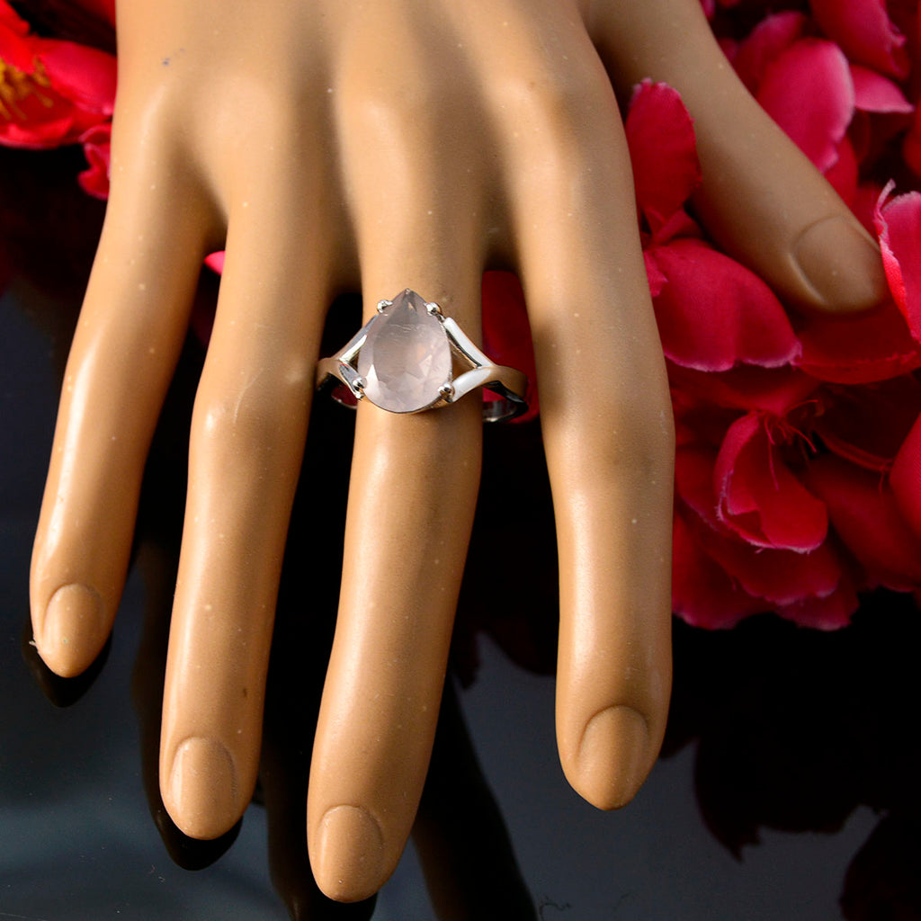 Rose Quartz Solitaire Egyptian 925 Silver Pink Gemstones Minimal Promise Ring Jewellery