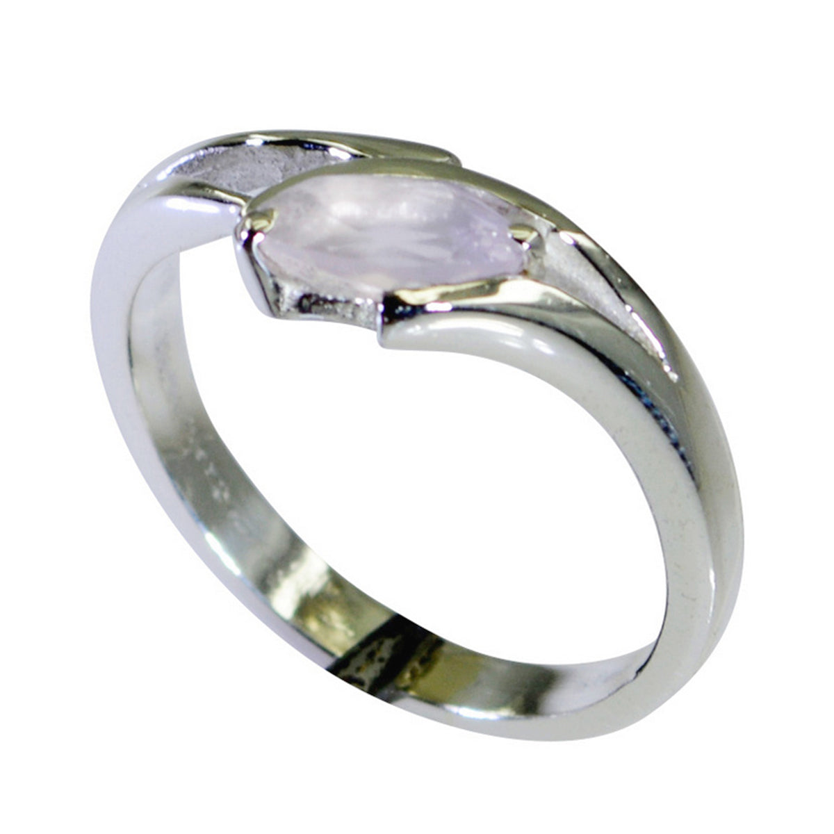 Rose Quartz Solitaire Japanese Silver Pink Gemstone Dainty Modern Ring Jewelry