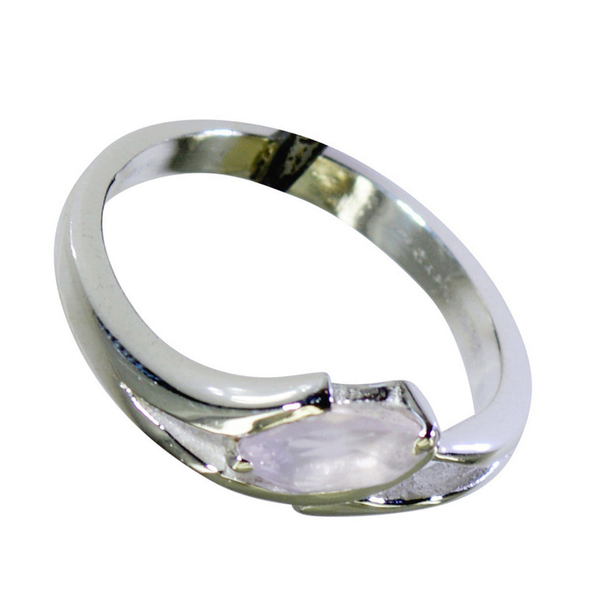 Rose Quartz Solitaire Japanese Silver Pink Gemstone Dainty Modern Ring Jewelry