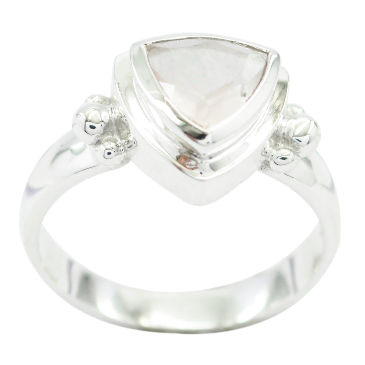 Rose Quartz Solitaire Egyptian 925 Silver Pink Gemstones Slim Ethnic Ring Jewellery