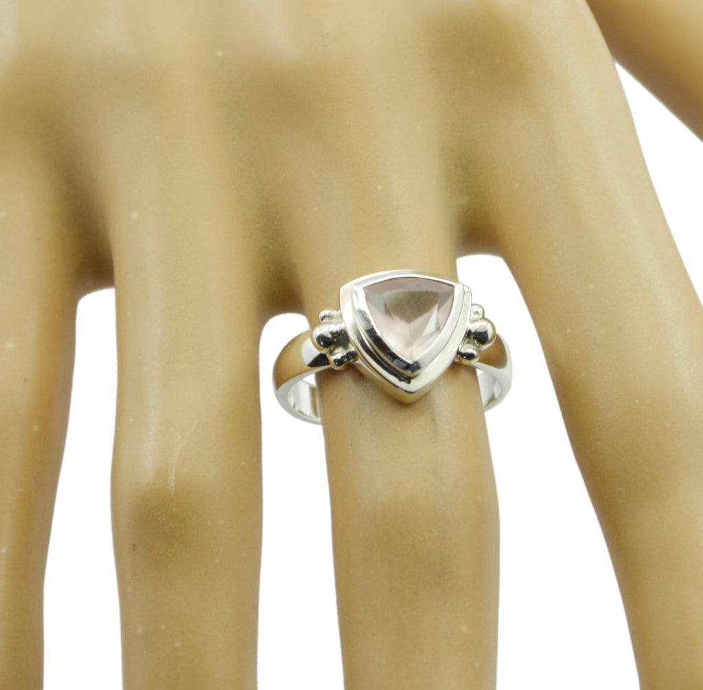Rose Quartz Solitaire Egyptian 925 Silver Pink Gemstones Slim Ethnic Ring Jewellery