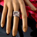 Rose Quartz Solitaire German Sterling Silver Pink Gemstone Edgy Oversized Band Jewellery