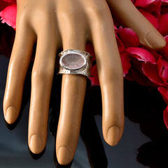 Rose Quartz Solitaire German Sterling Silver Pink Gemstone Edgy Oversized Band Jewellery