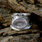 Rose Quartz Solitaire German Sterling Silver Pink Gemstone Edgy Oversized Band Jewellery