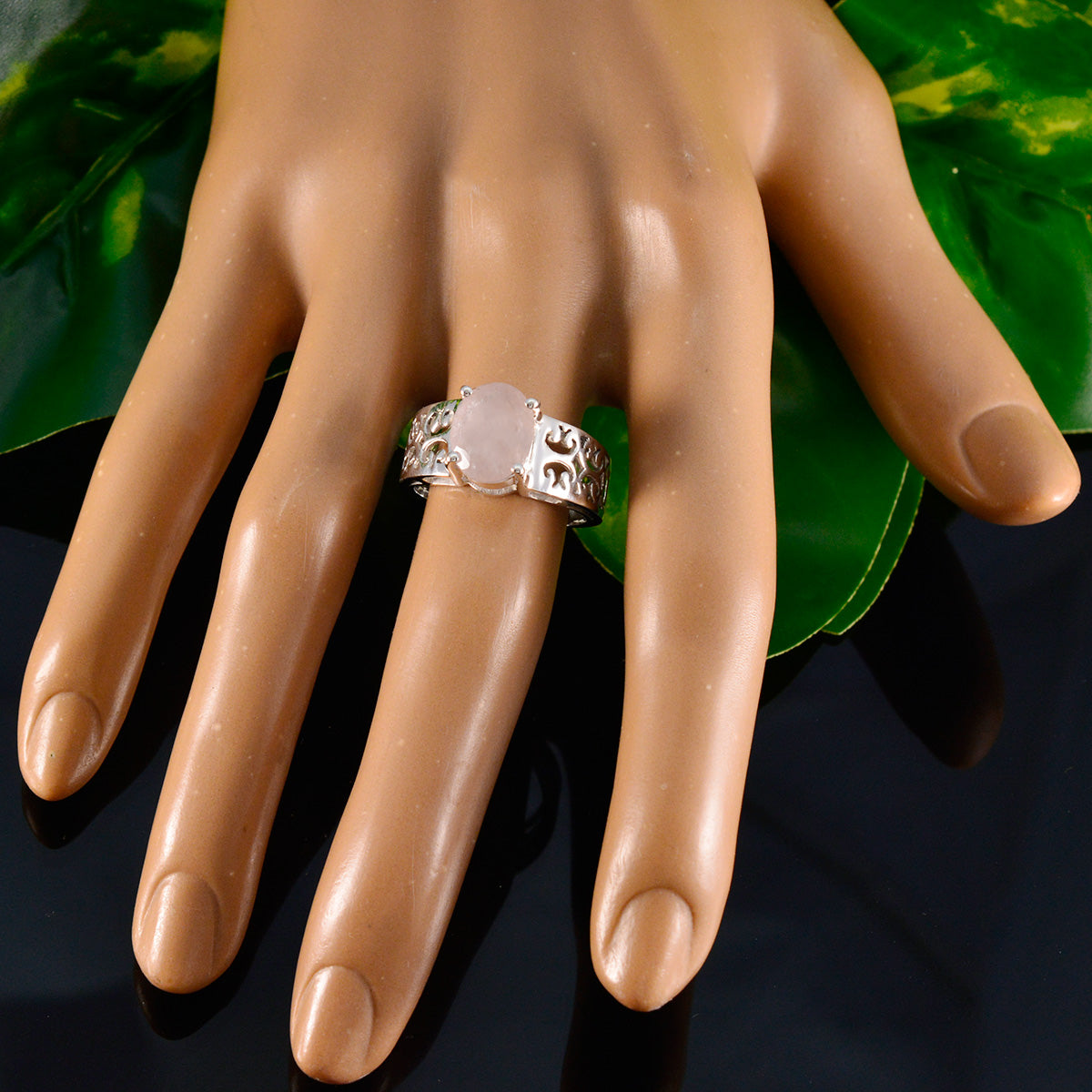 Rose Quartz Solitaire Mexican 925 Sterling Silver Pink Gemstones Whisper thin Filigree Ring Jewelry