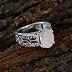 Rose Quartz Solitaire Mexican 925 Sterling Silver Pink Gemstones Whisper thin Filigree Ring Jewelry