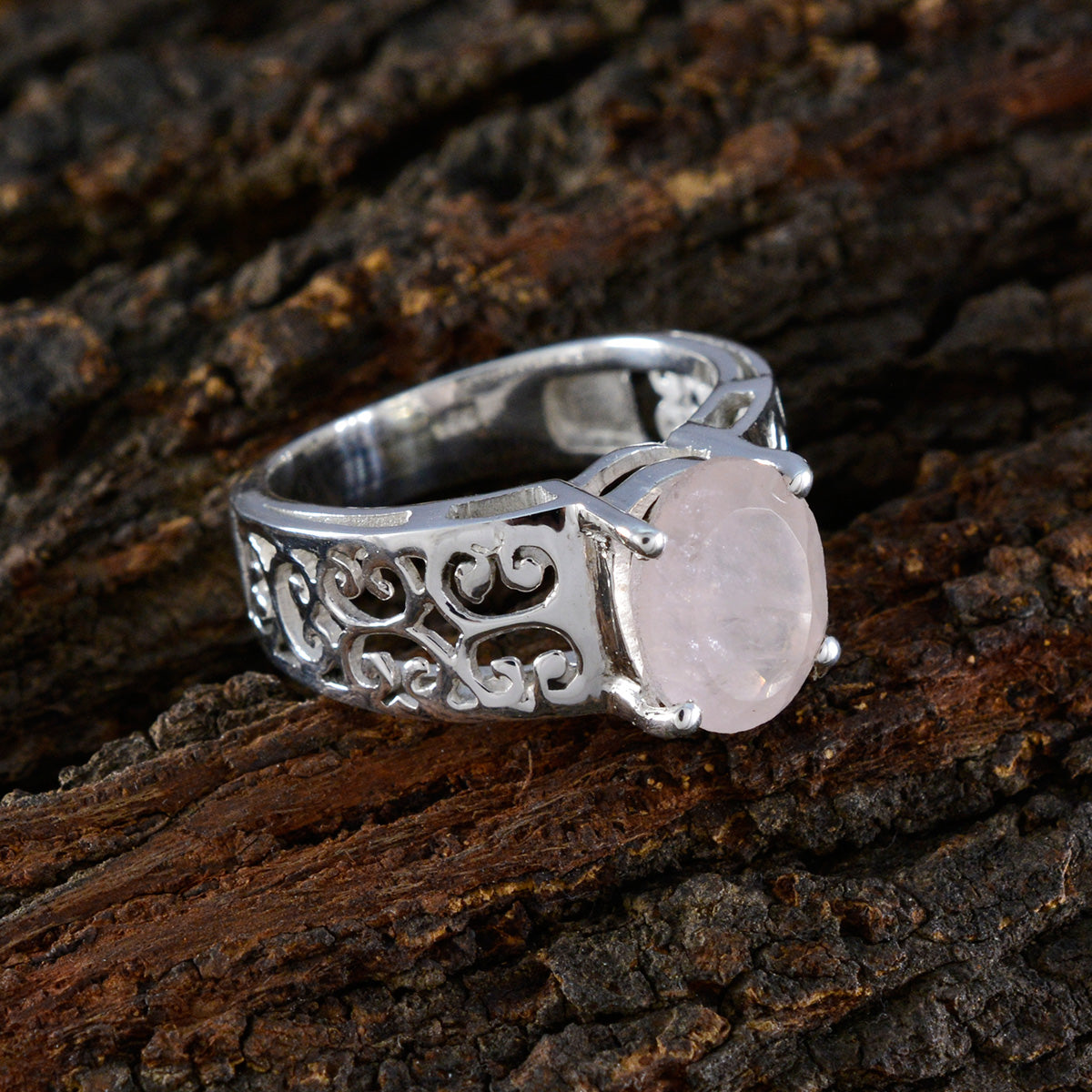 Rose Quartz Solitaire Mexican 925 Sterling Silver Pink Gemstones Whisper thin Filigree Ring Jewelry