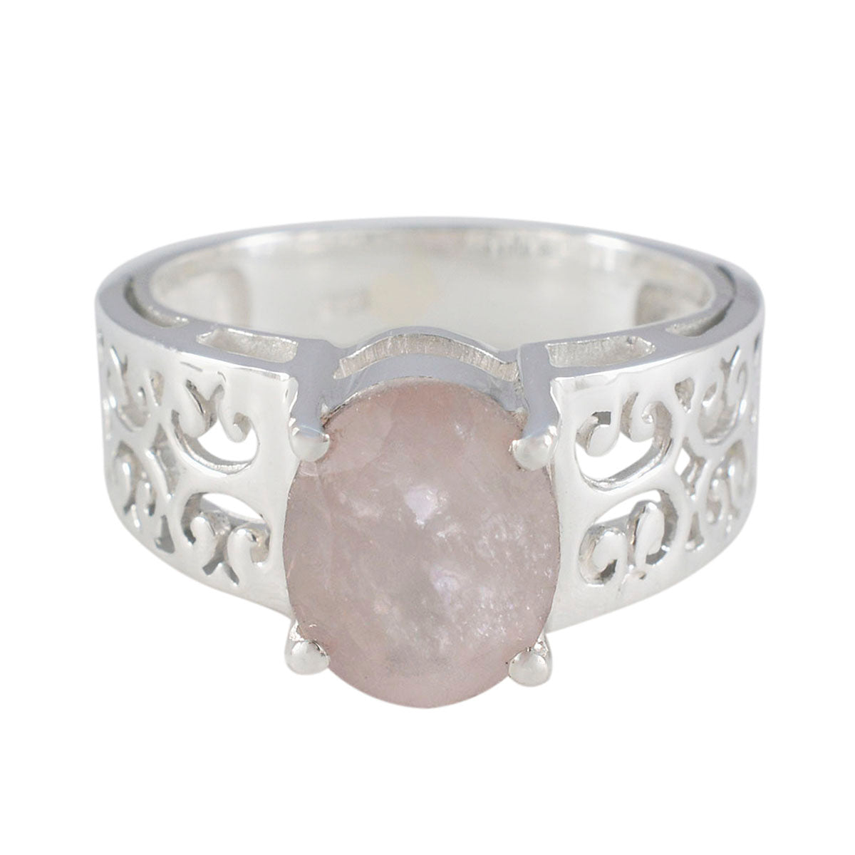 Rose Quartz Solitaire Mexican 925 Sterling Silver Pink Gemstones Whisper thin Filigree Ring Jewelry Huvudsaklig produktbild