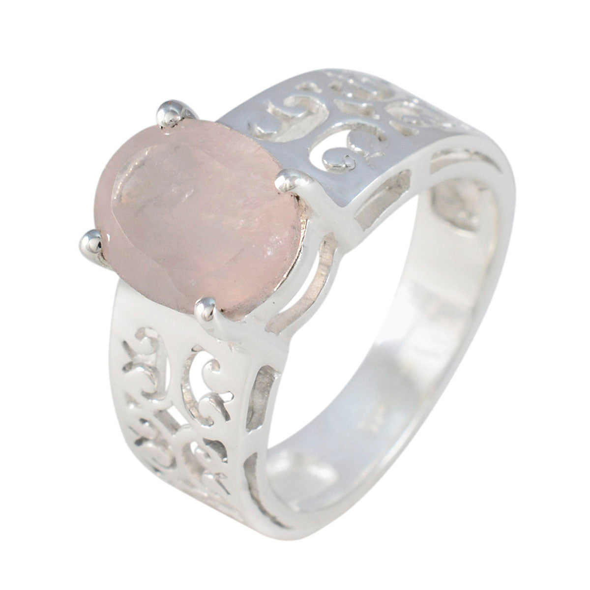 Rosenkvarts Solitaire Mexikansk 925 Sterling Silver Rosa Ädelstenar Vispisstunn Filigran Ring Smycken Sekundär produktbild