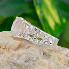Rose Quartz Solitaire Mexican 925 Sterling Silver Pink Gemstones Whisper thin Filigree Ring Jewelry