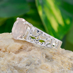Rose Quartz Solitaire Mexican 925 Sterling Silver Pink Gemstones Whisper thin Filigree Ring Jewelry