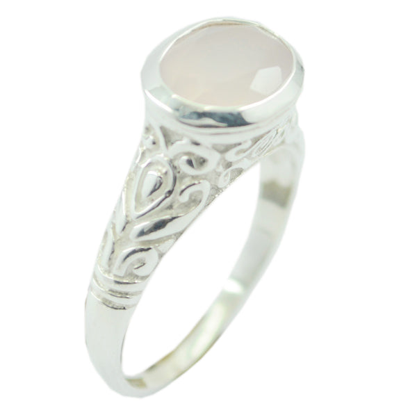 Rose Quartz Solitaire Indian Silver Pink Gemstone Minimal Art Deco Ring Jewelry