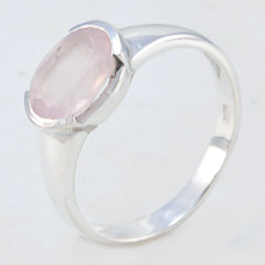 Rose Quartz Solitaire Korean 92.5 Silver Pink Gemstone Dainty Modern Ring Jewelry