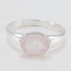 Rose Quartz Solitaire Korean 92.5 Silver Pink Gemstone Dainty Modern Ring Jewelry
