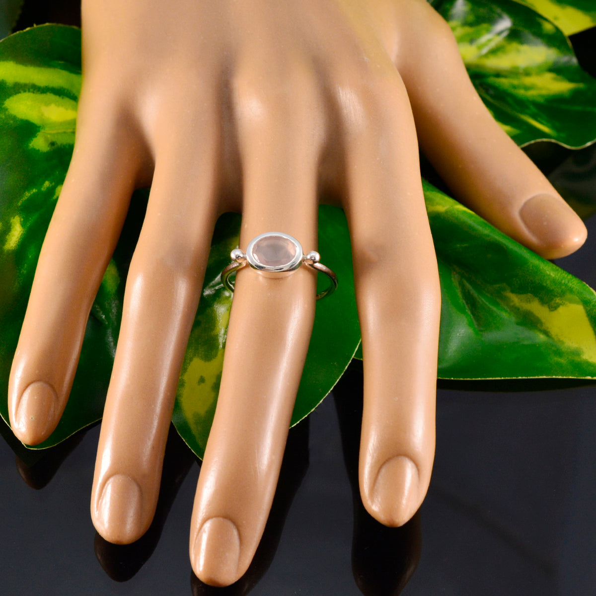 Rose Quartz Solitaire Turkish 92.5 Silver Pink Gems Dainty Abstract Ring Jewellery