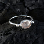 Rose Quartz Solitaire Turkish 92.5 Silver Pink Gems Dainty Abstract Ring Jewellery