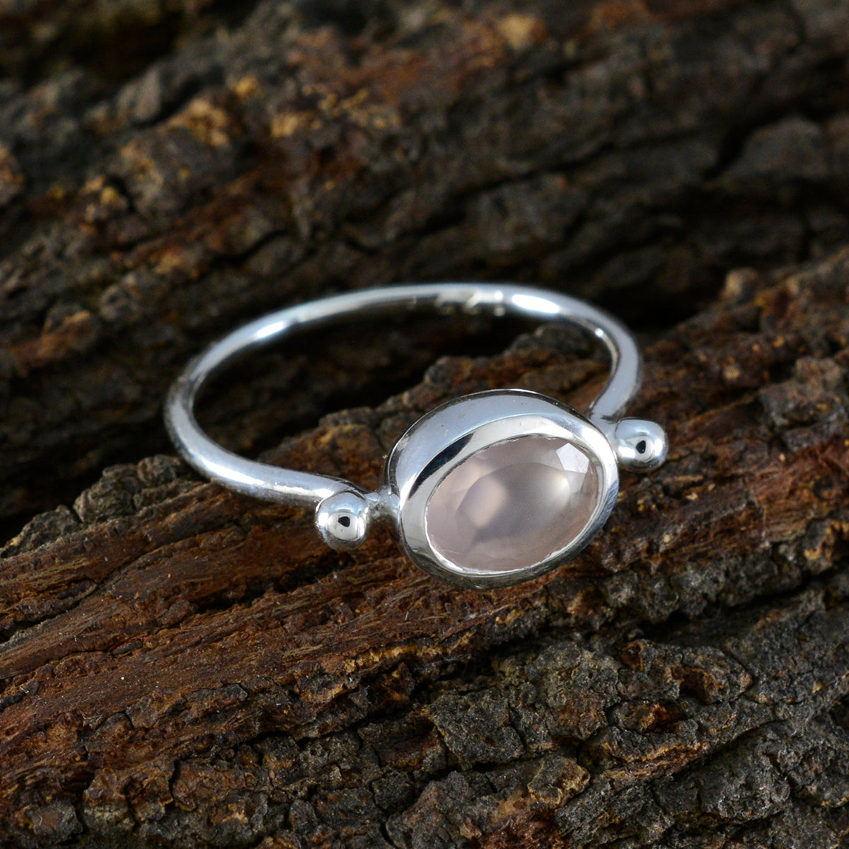 Rose Quartz Solitaire Turkish 92.5 Silver Pink Gems Dainty Abstract Ring Jewellery