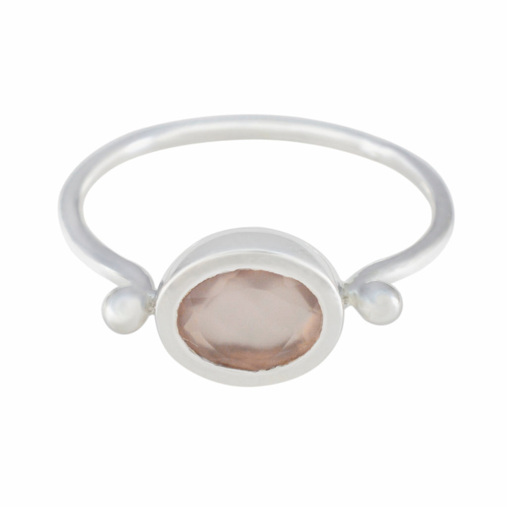 Rose Quartz Solitaire Turkish 92.5 Silver Pink Gems Dainty Abstract Ring Jewellery