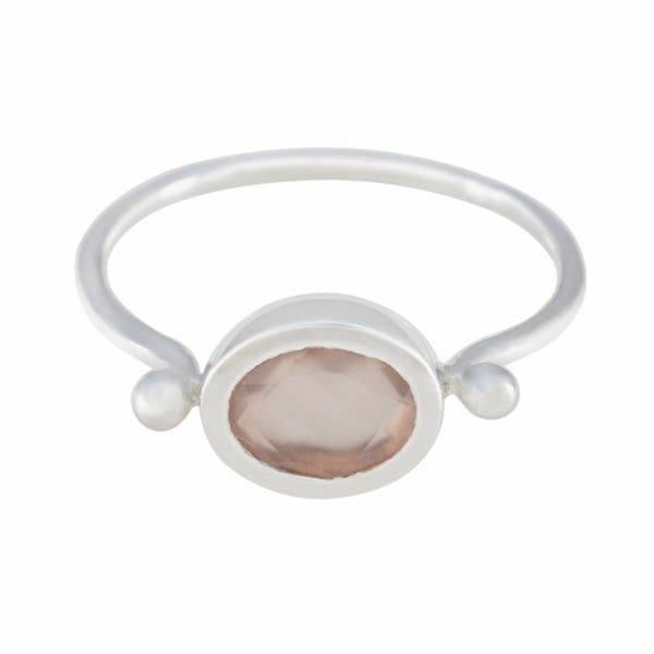 Rose Quartz Solitaire Turkish 92.5 Silver Pink Gems Dainty Abstract Ring Jewellery