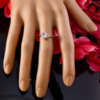 Rose Quartz Solitaire American 925 Sterling Silver Pink Gems Dainty Luxurious Ring Jewellery