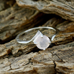 Rose Quartz Solitaire American 925 Sterling Silver Pink Gems Dainty Luxurious Ring Jewellery
