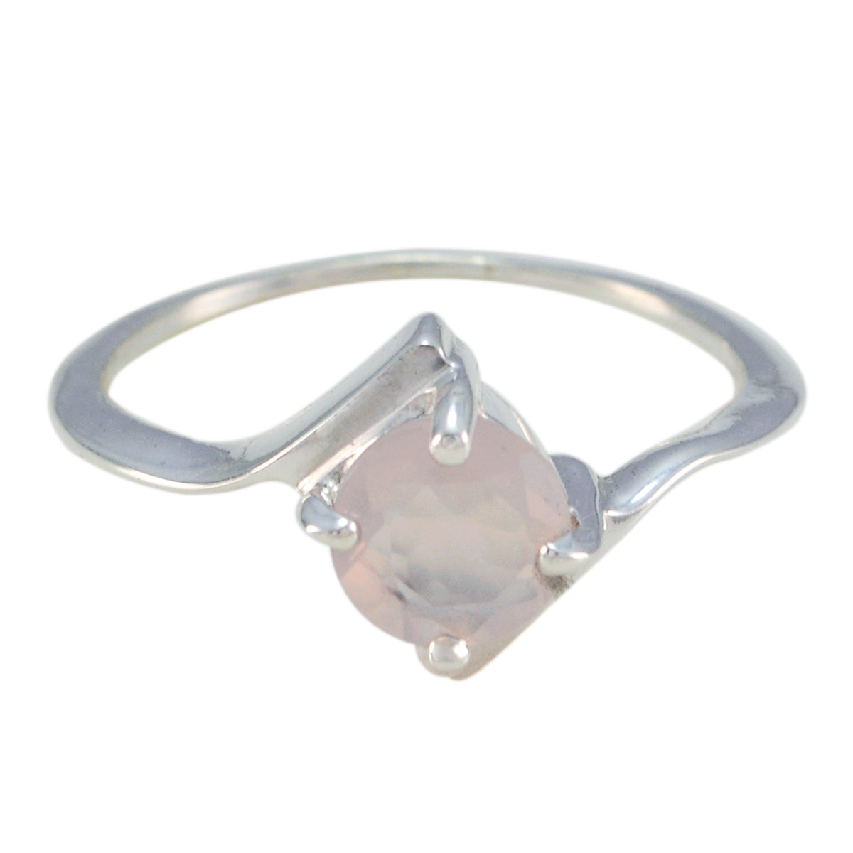 Rose Quartz Solitaire American 925 Sterling Silver Pink Gems Dainty Luxurious Ring Jewellery Immagine principale del prodotto