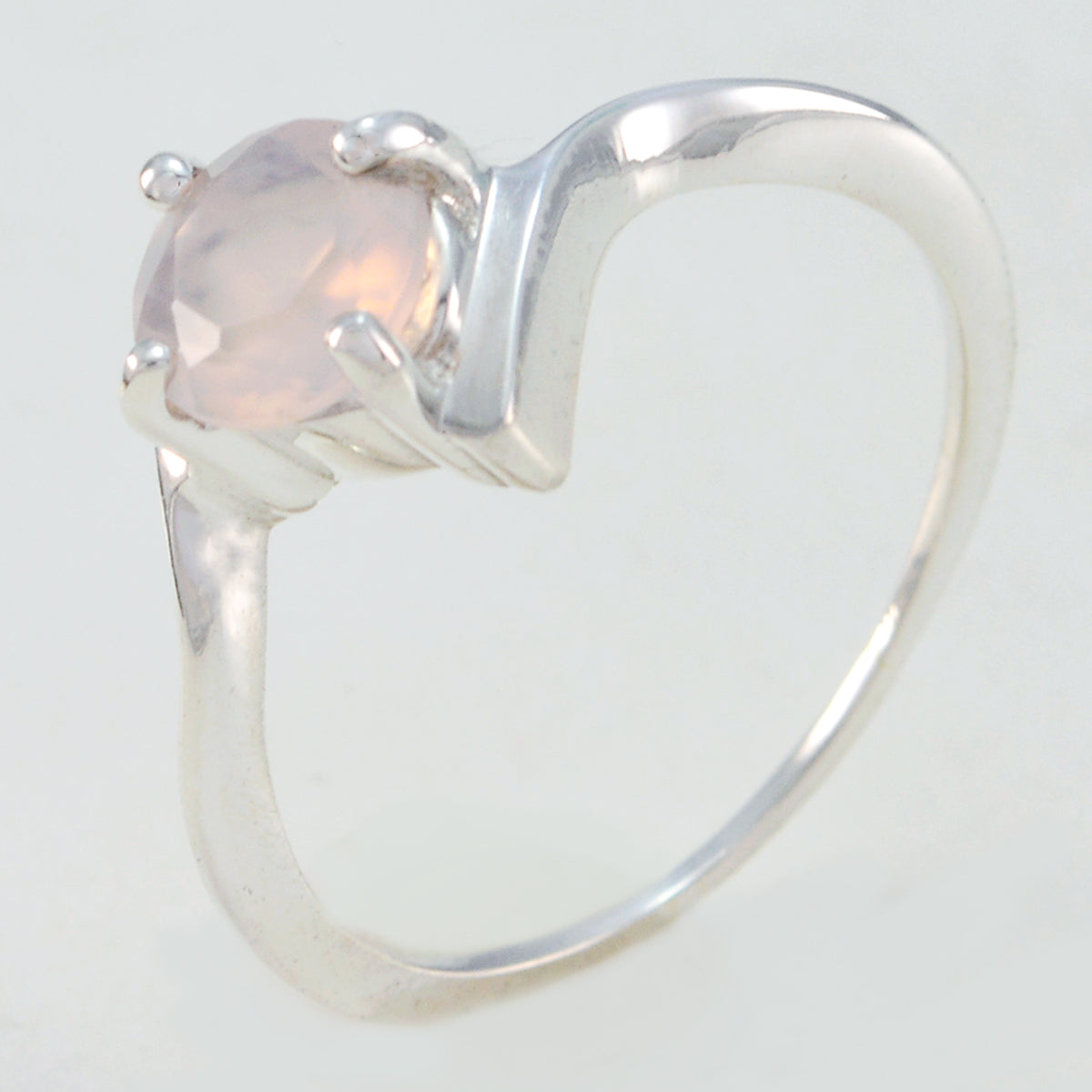 Anello di lusso delicato con gemme rosa in argento sterling 925 americano e solitario in quarzo rosa Immagine secondaria del prodotto