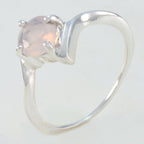 Rose Quartz Solitaire American 925 Sterling Silver Pink Gems Dainty Luxurious Ring Jewellery