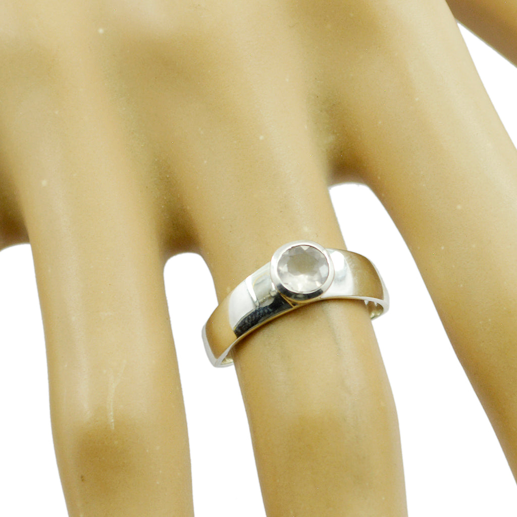 Rose Quartz Solitaire Korean 92.5 Silver Pink Gemstones Whisper thin Modern Ring Jewellery