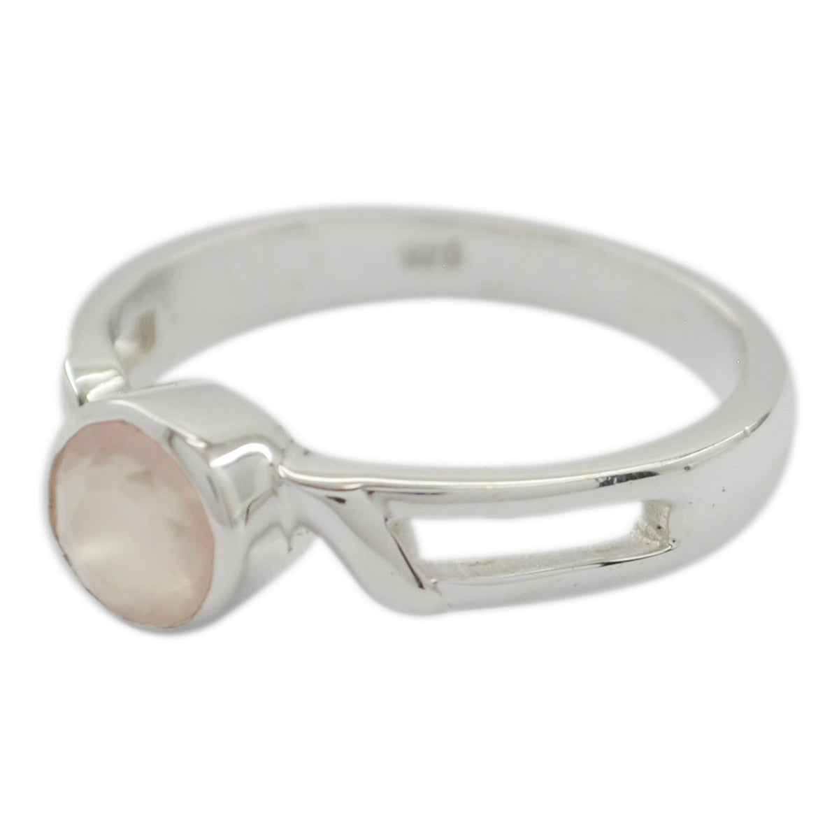 Rose Quartz Solitaire Korean 925 Sterling Silver Pink Gems Whisper thin Luxurious Ring Jewelry