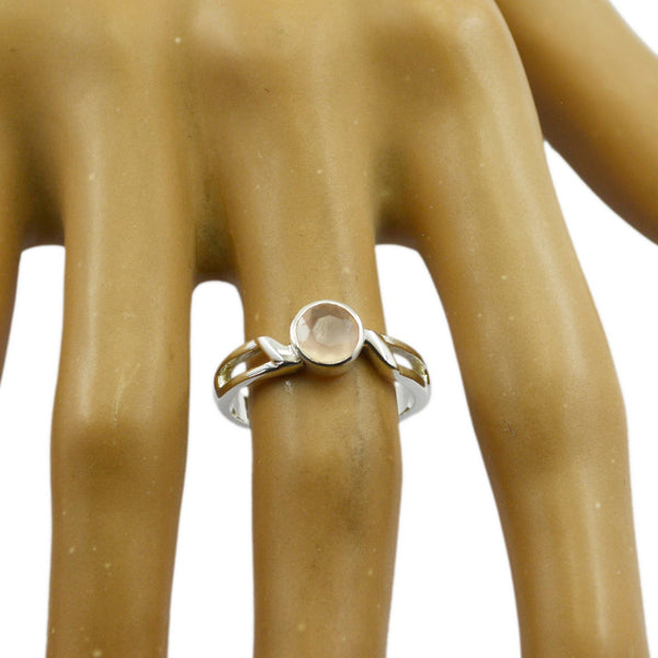 Rose Quartz Solitaire Korean 925 Sterling Silver Pink Gems Whisper thin Luxurious Ring Jewelry