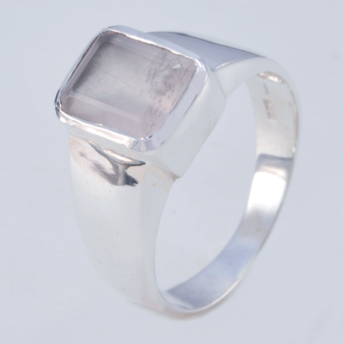 Rose Quartz Solitaire Moroccan 925 Silver Pink Gemstones Mid weight Signet Ring Jewellery