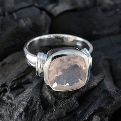Rose Quartz Solitaire German Silver Pink Gemstones Eye catching Contemporary Ring Jewellery