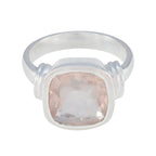 Rose Quartz Solitaire German Silver Pink Gemstones Eye catching Contemporary Ring Jewellery