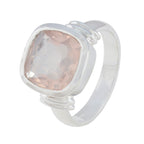 Rose Quartz Solitaire German Silver Pink Gemstones Eye catching Contemporary Ring Jewellery