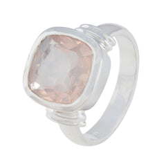 Rose Quartz Solitaire German Silver Pink Gemstones Eye catching Contemporary Ring Jewellery