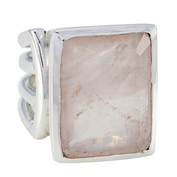 Rose Quartz Solitaire German 925 Silver Pink Gems Chunky Armor Ring Jewellery