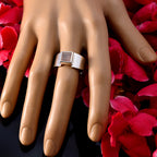 Rose Quartz Solitaire Egyptian 925 Silver Pink Gems Slim Trendy Ring Jewellery